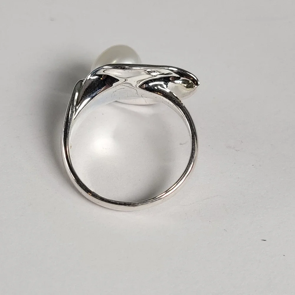 Sterling Silver Organic Bypass Pearl Ring Size 8.75‎ 925 China 5.49g